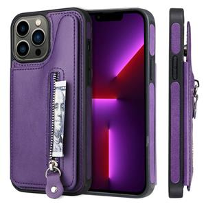 huismerk Solid Color Double Buckle Rits Shockproof Telefoon Case voor iPhone 13 Pro Max