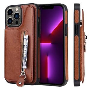 huismerk Solid Color Double Buckle Rits Shockproof Telefoon Case voor iPhone 13 Pro Max