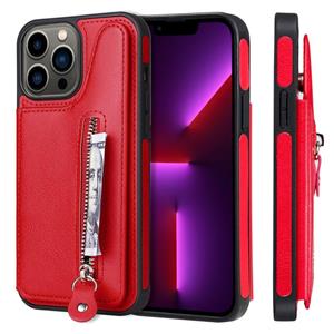 huismerk Solid Color Double Buckle Rits Shockproof Telefoon Case voor iPhone 13 Pro Max