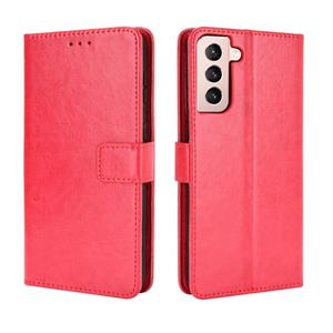 huismerk Voor Samsung Galaxy S21 + 5G Retro Crazy Horse Texture Horizontale Flip Lederen Case met houder & Kaart Slots & Foto Frame (Rood)