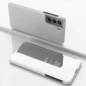 huismerk Voor Samsung Galaxy S22 Plus 5G Geplated Spiegel Horizontale Flip Leren Case met Houder (Silver)