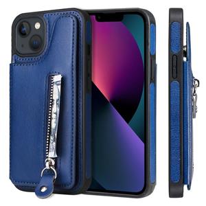 huismerk Solid Color Double Buckle Rits Shockproof Telefoon Case voor iPhone 13