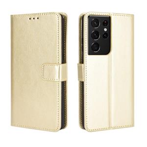 huismerk Voor Samsung Galaxy S21 Ultra 5G Retro Crazy Horse Texture Horizontale Flip Lederen Case met Houder & Card Slots > Fotolijst (Goud)