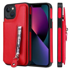 huismerk Solid Color Double Gesp Zipper Shockproof Telefoon Case voor iPhone 13