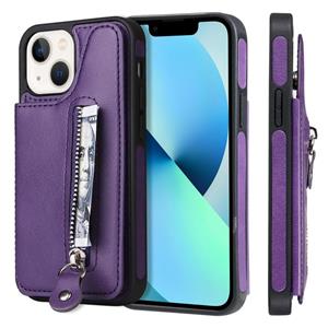 huismerk Solid Color Double Buckle Rits Shockproof Phone Case voor iPhone 13 Mini