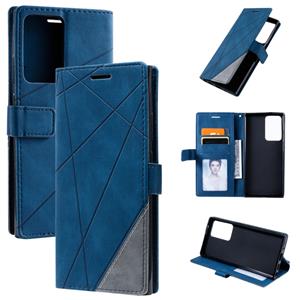 huismerk Voor Samsung Galaxy Note20 Ultra Skin Feel Splicing Horizontal Flip Leather Case met Holder & Card Slots & Wallet & Photo Frame(Blauw)