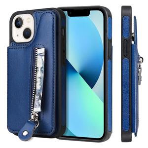 huismerk Solid Color Double Buckle Rits Shockproof Phone Case voor iPhone 13 Mini