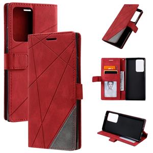 huismerk Voor Samsung Galaxy Note20 Ultra Skin Feel Splicing Horizontal Flip Leather Case met Holder & Card Slots & Wallet & Photo Frame(Red)