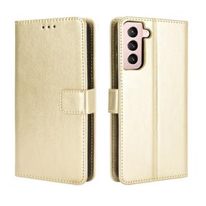 huismerk Voor Samsung Galaxy S21 5G Retro Crazy Horse Texture Horizontale Flip Lederen Case met Houder & Card Slots > Fotolijst (Goud)