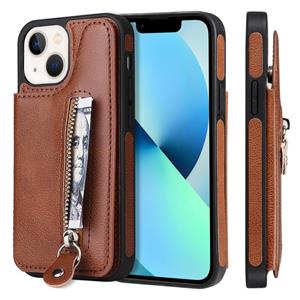 huismerk Solid Color Double Gesp Zipper Shockproof Telefoon Case voor iPhone 13 Mini