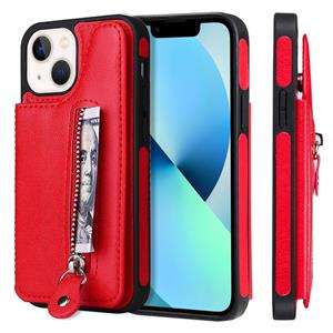 huismerk Solid Color Double Buckle Rits Shockproof Telefoon Case voor iPhone 13 Mini