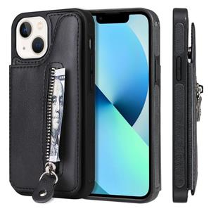 huismerk Solid Color Double Gesp Zipper Shockproof Telefoon Case voor iPhone 13 Mini