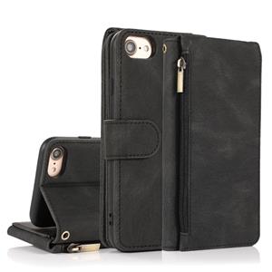 huismerk Skin-feel Crazy Horse Texture Zipper Portemonnee Tas Horizontale Flip Lederen Case met Houder & Kaart Slots & Portemonnee & Lanyard Voor iPhone 6 (Zwa