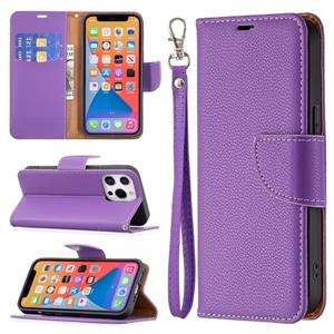 huismerk Litchi Texture Pure Kleur Horizontale Flip Leren Case met Houder & Card Slots & Wallet & Lanyard voor iPhone 13 Mini (Purplez)