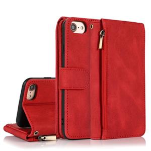 huismerk Skin-feel Crazy Horse Texture Zipper Portemonnee Tas Horizontale Flip Lederen Case met Houder & Kaart Slots & Portemonnee & Lanyard Voor iPhone 6 (Roo