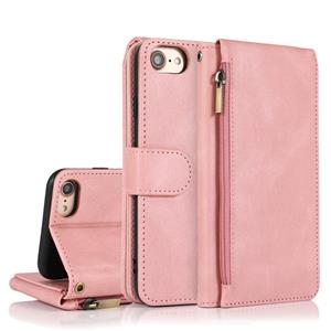 huismerk Skin-feel Crazy Horse Texture Zipper Portemonnee Tas Horizontale Flip Lederen Case met Houder & Kaart Slots & Portemonnee & Lanyard Voor iPhone 6 (Ros