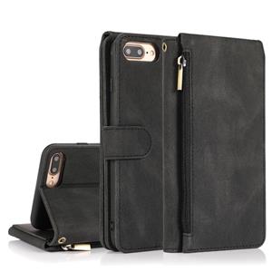 huismerk Skin-feel Crazy Horse Texture Zipper Portemonnee Tas Horizontale Flip Lederen Case met Houder & Kaart Slots & Portemonnee & Lanyard Voor iPhone 6 Plus