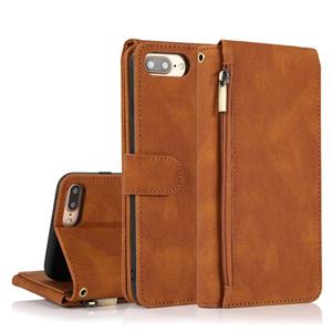 huismerk Skin-feel Crazy Horse Texture Zipper Portemonnee Tas Horizontale Flip Lederen Case met Houder & Kaart Slots & Portemonnee & Lanyard Voor iPhone 6 Plus