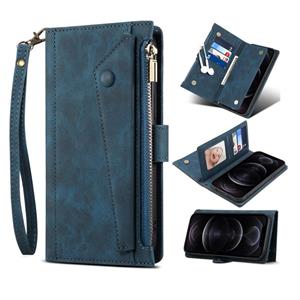 huismerk Retro Frosted Horizontale Flip Leren Case met Houder & Card Slot & Portemonnee & Rits Pocket & Lanyard voor iPhone 13