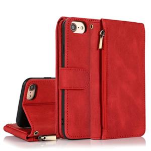 huismerk Skin-feel Crazy Horse Texture Zipper Portemonnee Tas Horizontale Flip Lederen Case met Houder & Kaart Slots & Portemonnee & Lanyard Voor iPhone SE 202