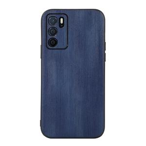 huismerk For OPPO A16 Yellow Cow Texture PU Phone Case(Blue)