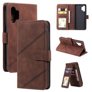 huismerk Voor Samsung Galaxy A32 4G Huid Feel Business Horizontale Flip PU Lederen Case met Houder & Multi-Card Slots & Wallet & Lanyard & Photo Frame (Brown)