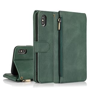 huismerk Skin-feel Crazy Horse Texture Zipper Portemonnee Tas Horizontale Flip Lederen Case met Houder & Kaart Slots & Portemonnee & Lanyard Voor iPhone XS / X