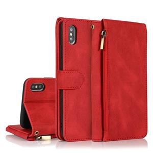 huismerk Skin-feel Crazy Horse Texture Zipper Portemonnee Tas Horizontale Flip Lederen Case met Houder & Card Slots > Portemonnee > Lanyard Voor iPhone XS / X