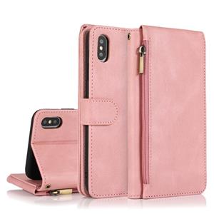 huismerk Skin-feel Crazy Horse Texture Zipper Portemonnee Tas Horizontale Flip Lederen Case met Houder & Card Slots > Portemonnee > Lanyard Voor iPhone XS / X