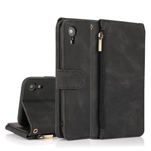 huismerk Skin-feel Crazy Horse Texture Zipper Portemonnee Tas Horizontale Flip Lederen Case met Houder & Card Slots > Portemonnee > Lanyard Voor iPhone XR (Zwa