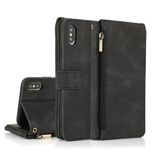 huismerk Skin-feel Crazy Horse Texture Zipper Portemonnee Tas Horizontale Flip Lederen Case met Houder & Kaart Slots & Portemonnee & Lanyard Voor iPhone XS Max