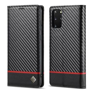 LC.IMEEKE Carbon Fiber PU + TPU Horizontal Flip Leather Case with Holder & Card Slot & Wallet For Samsung Galaxy S20+(Horizontal Black)