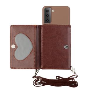 huismerk Voor Samsung Galaxy S22 5G Crossbody Lanyard Wallet Card Bag Telefoonhoes