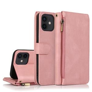 huismerk Skin-feel Crazy Horse Texture Zipper Portemonnee Tas Horizontale Flip Lederen Case met Houder & Kaart Slots & Portemonnee & Lanyard Voor iPhone 12 min