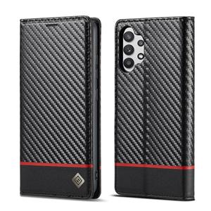 huismerk Lc.imeeeke carbon fiber pu + tpu horizontale flip lederen tas met houder & kaart slot & portemonnee voor Samsung Galaxy A32 5G (verticaal zwart)