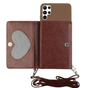 huismerk Voor Samsung Galaxy S22 Ultra 5G Crossbody Lanyard Wallet Card Bag Telefoon Case