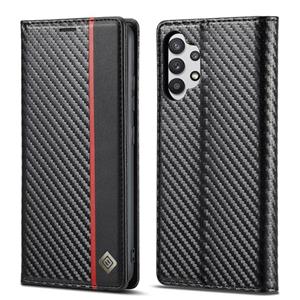 huismerk Lc.imeeeke koolstofvezel PU + TPU horizontale flip lederen tas met houder & kaart slot & portemonnee voor Samsung Galaxy A32 5G (horizontaal zwart)