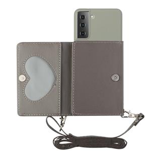 huismerk Voor Samsung Galaxy S22 + 5G Crossbody Lanyard Wallet Card Bag Telefoonhoes (Gray)