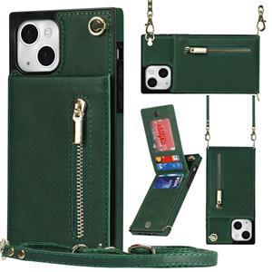 huismerk Cross-body rits vierkante telefoonhoesje met houder voor iPhone 13 mini