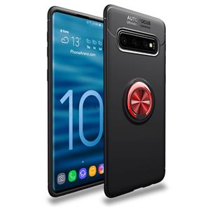 huismerk Lenuo schokbestendig TPU Case voor Galaxy S10 PLUS met onzichtbare houder (zwart rood)