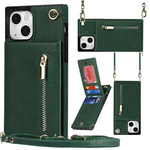 huismerk Cross-body rits vierkante telefooncase met houder voor iphone 13