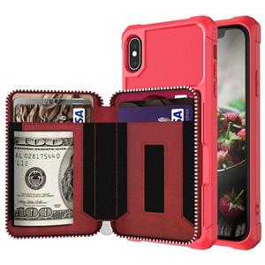 huismerk Zipper Portemonnee Kaarttas PU Back Case voor iPhone XR