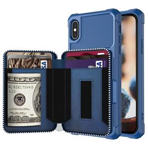 huismerk Zipper Portemonnee Kaarttas PU Back Case voor iPhone XR