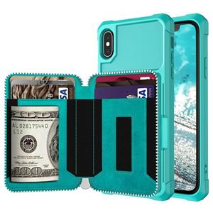 huismerk Zipper Portemonnee Kaarttas PU Back Case voor iPhone XR