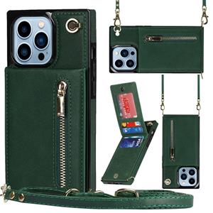 huismerk Cross-body rits vierkante telefooncase met houder voor iphone 13 pro max