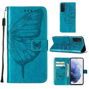 huismerk Voor Samsung Galaxy S22 + 5G reliëf Butterfly lederen telefoonhoesje met houder & kaart slot & portemonnee & lanyard