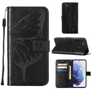 huismerk Voor Samsung Galaxy S22 + 5G reliëf Butterfly lederen telefoonhoesje met houder & kaart slot & portemonnee & lanyard