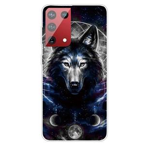 huismerk Voor Samsung Galaxy S21 Ultra 5G Shockproof Geschilderd Transparant TPU Beschermhoesje (Magic Wolf)