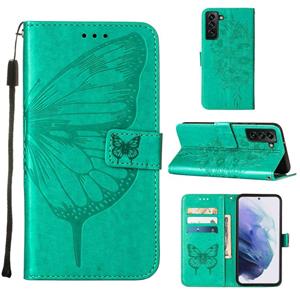 huismerk Voor Samsung Galaxy S22 + 5G reliëf Butterfly lederen telefoonhoesje met houder & kaart slot & portemonnee & lanyard