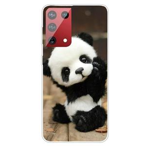 huismerk Voor Samsung Galaxy S21 Ultra 5G shockproof geschilderd transparante TPU beschermhoes (zeg hallo panda)